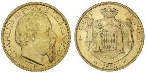 100 Franc Mónaco (1297 - ) Oro Carlos III de Mónaco (1818-1889)