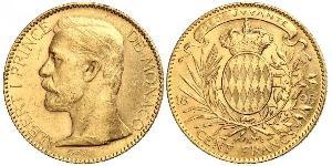 100 Franc Principato di Monaco Oro Albert I, Prince of Monaco (1848 - 1922)