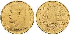 100 Franc Principato di Monaco (1297 - ) Oro Albert I, Prince of Monaco (1848 - 1922)