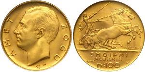 100 Franc Repubblica albanese (1925-1928) Oro Zog I, Skanderbeg III of Albania