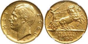 100 Franc Repubblica albanese (1925-1928) Oro Zog I, Skanderbeg III of Albania