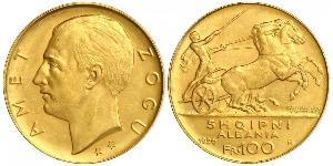 100 Franc Repubblica albanese (1925-1928) Oro Zog I, Skanderbeg III of Albania