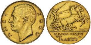 100 Franc Repubblica albanese (1925-1928) Oro Zog I, Skanderbeg III of Albania