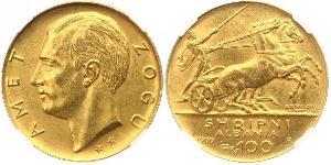 100 Franc Repubblica albanese (1925-1928) Oro Zog I, Skanderbeg III of Albania