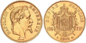 100 Franc Secondo Impero francese (1852-1870) Oro Napoleone III (1808-1873)