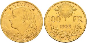 100 Franc Suiza Oro 