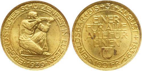 100 Franc Suiza Oro 