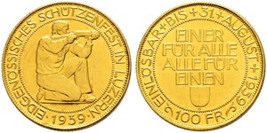 100 Franc Svizzera Oro 