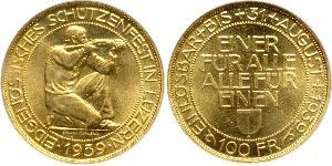 100 Franc Svizzera Oro 
