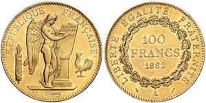 100 Franc Tercera República Francesa (1870-1940)  Oro 