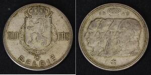 100 Franc Bélgica Plata 