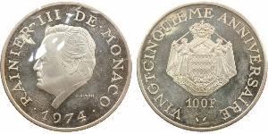 100 Franc Mónaco Plata Raniero III de Mónaco