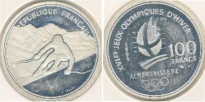 100 Franc Quinta República Francesa (1958 - ) Plata 