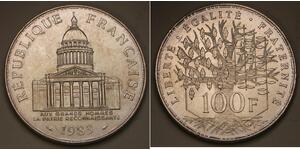 100 Franc Quinta República Francesa (1958 - ) Plata 