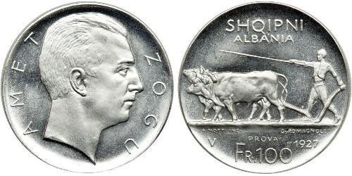 100 Franc République albanaise (1925-1928) Platine Zog I, Skanderbeg III of Albania