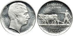 100 Franc Repubblica albanese (1925-1928) Platino Zog I, Skanderbeg III of Albania