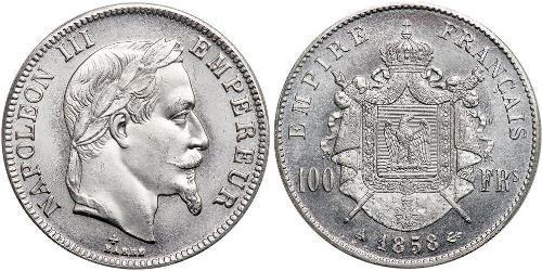 100 Franc Secondo Impero francese (1852-1870) Platino Napoleone III (1808-1873)