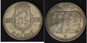100 Franc Belgium Silver 