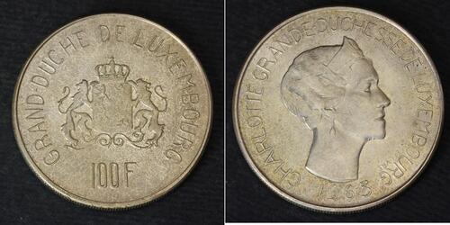 100 Franc Luxembourg Silver 