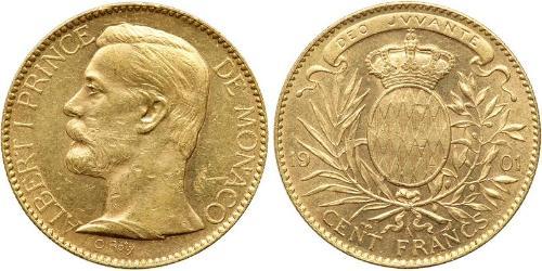 100 Franc Monaco 金 Albert I, Prince of Monaco (1848 - 1922)