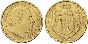 100 Franc 摩纳哥 (1297 - ) 金 Charles III Prince of Monaco (1818-1889)