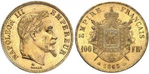 100 Franc 法蘭西第二帝國 (1852 - 1870) 金 拿破仑三世