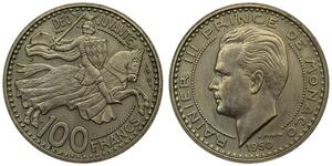 100 Franc 摩纳哥 (1297 - ) 銅/镍 兰尼埃三世