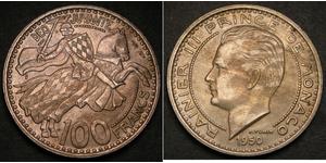100 Franc 摩纳哥 (1297 - ) 銅/镍 兰尼埃三世