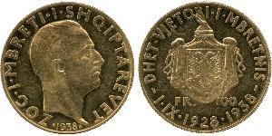 100 Franga Ari Albania Oro Zog I, Skanderbeg III of Albania