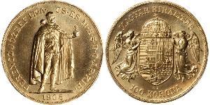 100 Korona Autriche-Hongrie (1867-1918) Or Franz Joseph I (1830 - 1916)