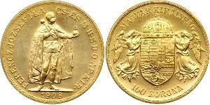 100 Korona Imperio austrohúngaro (1867-1918) Oro Franz Joseph I (1830 - 1916)