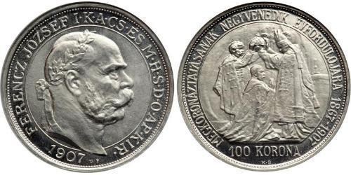 100 Korona Imperio austrohúngaro (1867-1918) Platino Franz Joseph I (1830 - 1916)