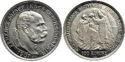 100 Korona Австро-Венгрия (1867-1918) Платина Франц Иосиф I (1830 - 1916)