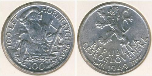 100 Krone Tchécoslovaquie  (1918-1992) Argent 