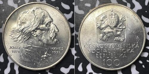 100 Krone Tchécoslovaquie  (1918-1992) Argent 