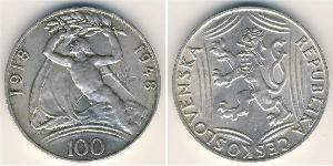 100 Krone Cecoslovacchia  (1918-1992) Argento 
