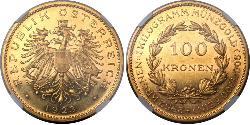 100 Krone Geschichte Österreichs (1918-1934) Gold 