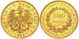 100 Krone Geschichte Österreichs (1918-1934) Gold 