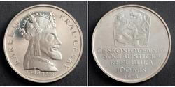 100 Krone Checoslovaquia  (1918-1992) Plata Carlos IV, Emperador del Sacro Imperio Romano (1316-1378)