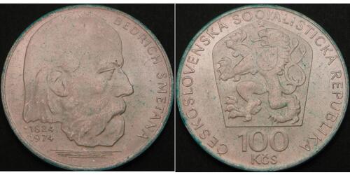 100 Krone Checoslovaquia  (1918-1992) Plata 