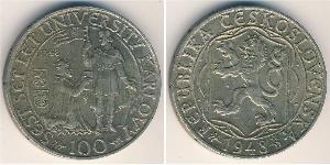 100 Krone Tschechoslowakei  (1918-1992) Silber 