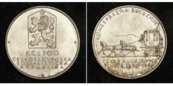 100 Krone Czechoslovakia (1918-1992) Silver 