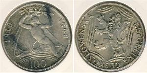 100 Krone Czechoslovakia (1918-1992) Silver 