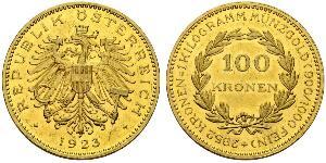 100 Krone 奥地利第一共和国 (1919 - 1934) 金 