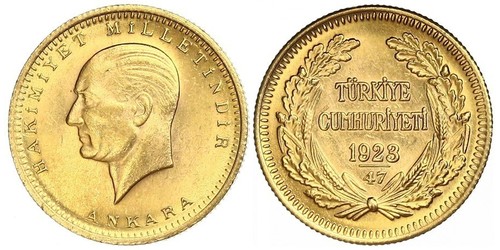 100 Kurush 土耳其 金 Kemal Ataturk