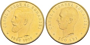 100 Leu Kingdom of Romania (1881-1947) Gold Carol I of Romania (1839 - 1914)
