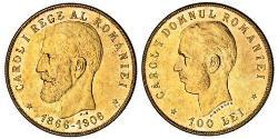 100 Leu Regno di Romania (1881-1947) Oro Carlo I di Romania (1839 - 1914)