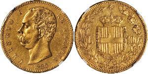 100 Lira Kingdom of Italy (1861-1946) Gold Umberto I (1844-1900)