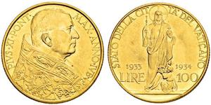 100 Lira Vatican (1926-) Gold Pope Pius XI (1857 - 1939)