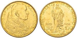 100 Lira Vatican (1926-) Gold Pope Pius XI (1857 - 1939)